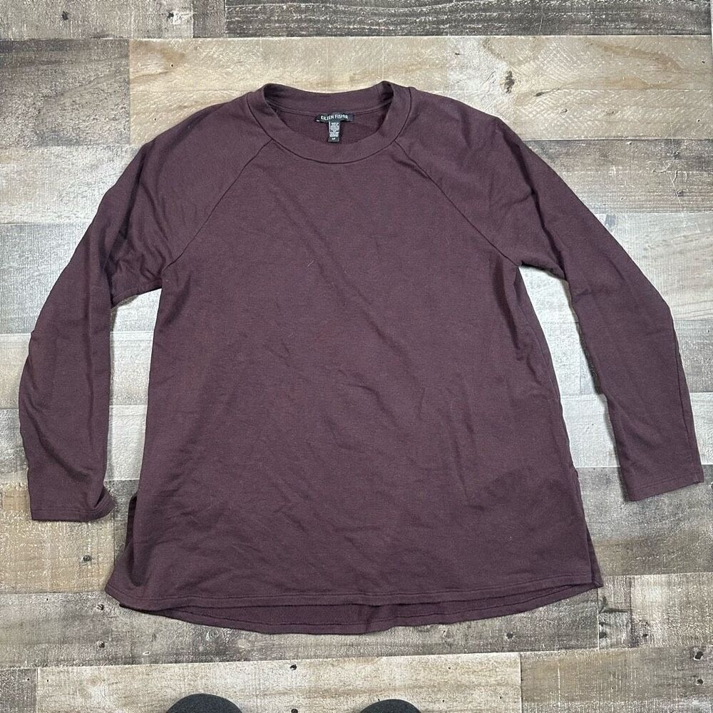 Eileen Fisher Viscose Women’s Size Small Long Sleeve Tunic Top Plum Purple Slits